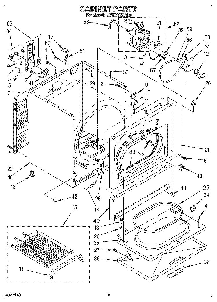 SECTION Diagram and Parts List for KEYE778BAL0  KitchenAid Dryer