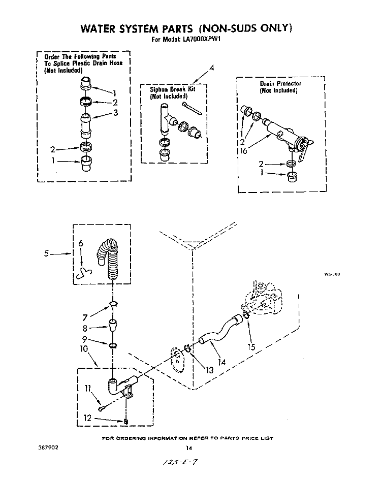 WATER SYSTEM (NON SUDS ONLY) Diagram and Parts List for LA7005XPW1  Whirlpool Washer