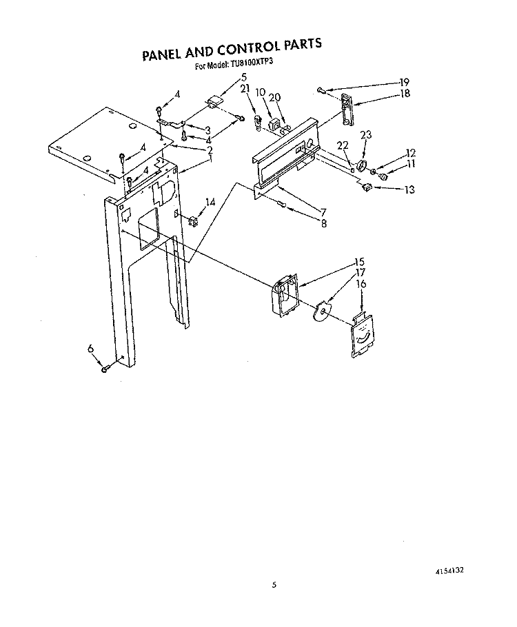 PANEL AND CONTROL Diagram and Parts List for TU8100XTP3  Whirlpool Trash Compactor