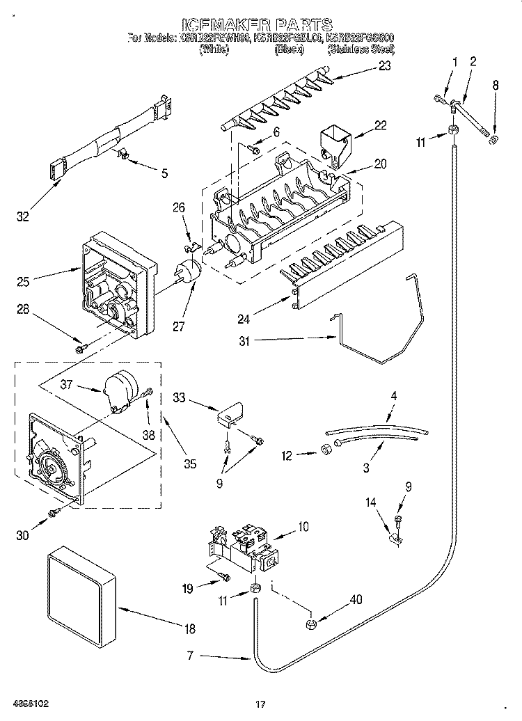 ICEMAKER Diagram and Parts List for KSRB22FGSS00  KitchenAid Refrigerator