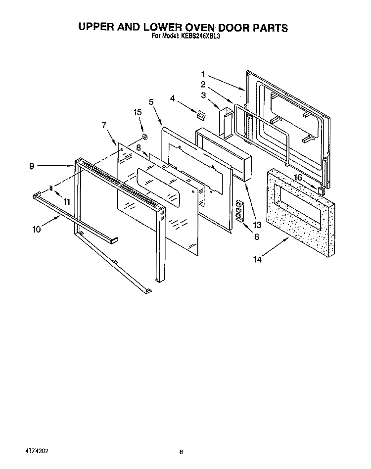 UPPER AND LOWER OVEN Diagram and Parts List for KEBS246XBL3  KitchenAid Wall Oven
