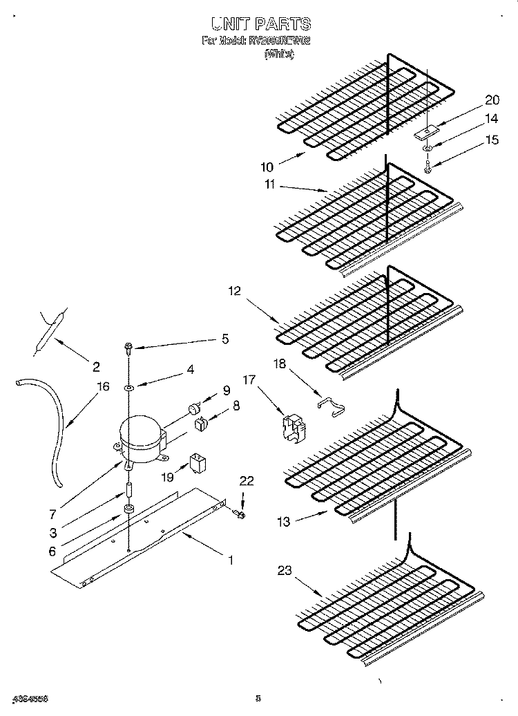 UNIT Diagram and Parts List for RV2099REW02  Roper Freezer