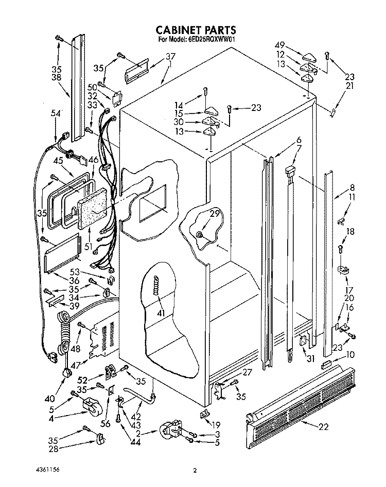 CABINET Diagram and Parts List for 6ED25RQXWW01  Whirlpool Refrigerator