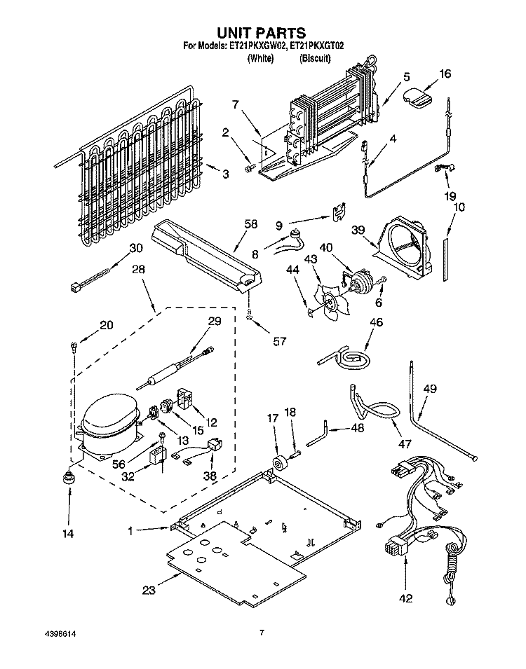 UNIT Diagram and Parts List for ET21PKXGT02  Whirlpool Refrigerator