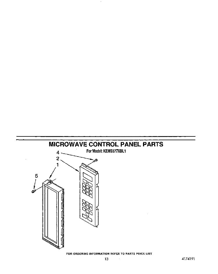 MICROWAVE CONTROL PANEL Diagram and Parts List for KEMS377XBL1  KitchenAid Microwave Oven Combo