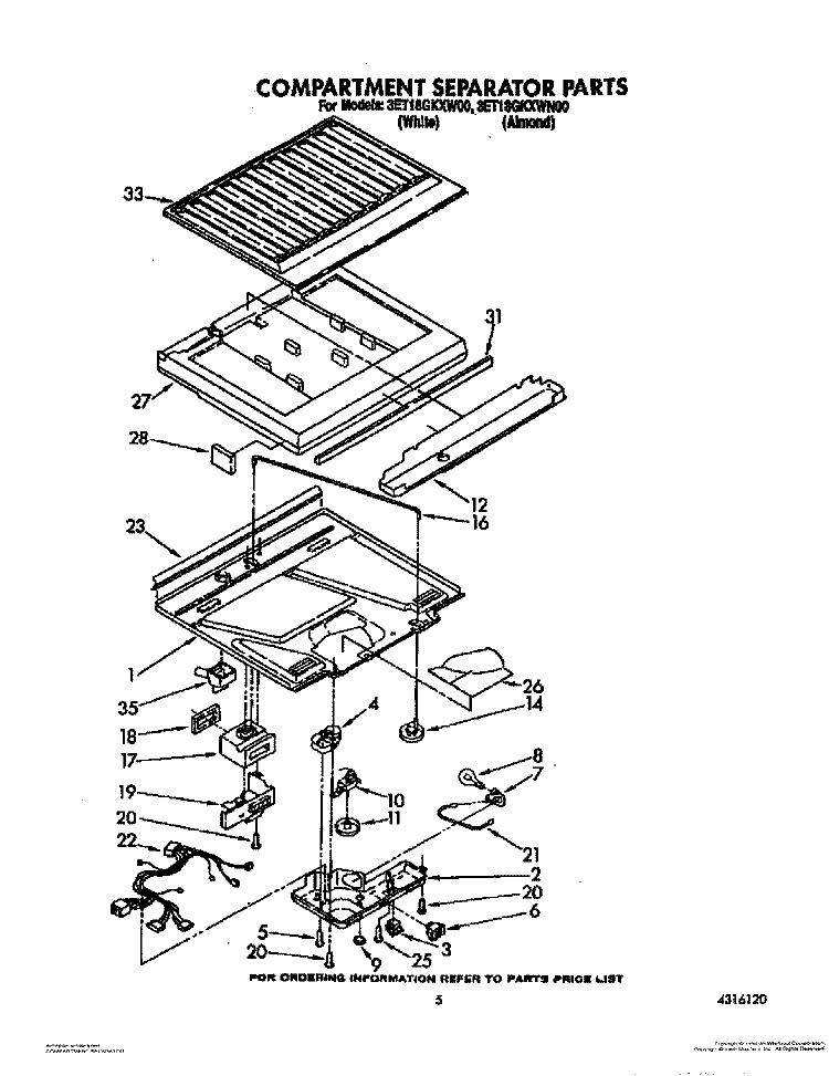 COMPARTMENT SEPARATOR Diagram and Parts List for 3ET18GKXWN00  Whirlpool Refrigerator