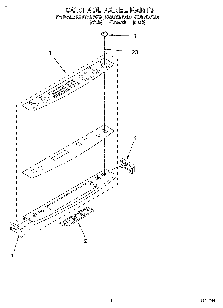 CONTROL PANEL Diagram and Parts List for KGRT507FAL0  KitchenAid Range