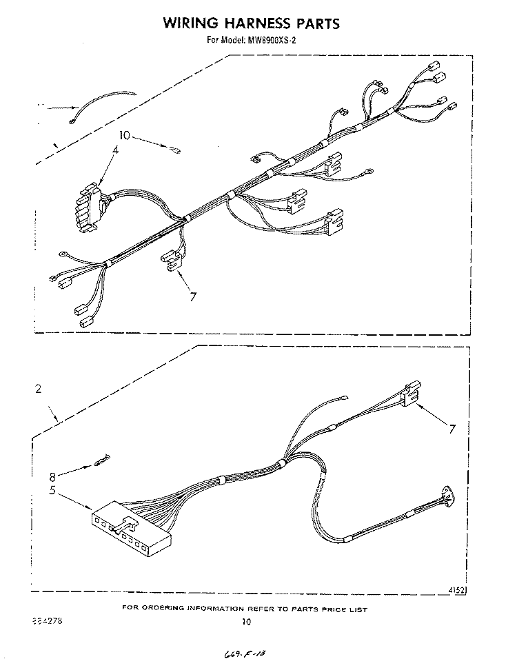 WIRING HARNESS , LITERATURE AND OPTIONAL Diagram and Parts List for MW8900XS2  Whirlpool Microwave