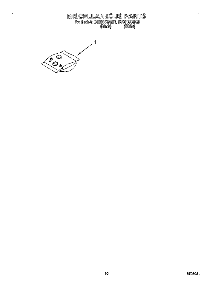 MISCELLANEOUS, OPTIONAL Diagram and Parts List for DU931SCGQ0  Whirlpool Dishwasher