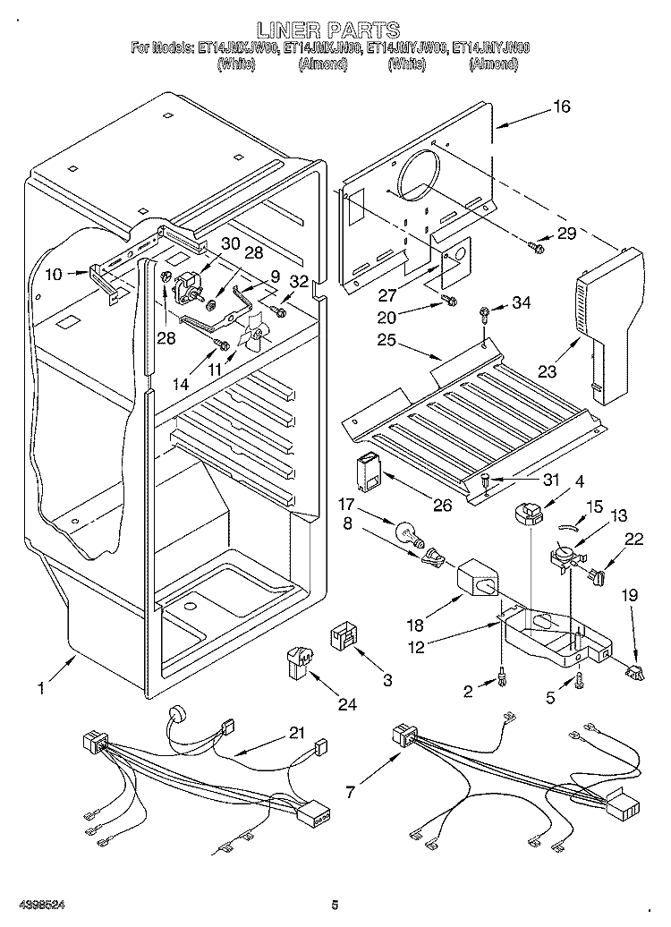 LINER, OPTIONAL Diagram and Parts List for ET14JMYJN00  Whirlpool Refrigerator