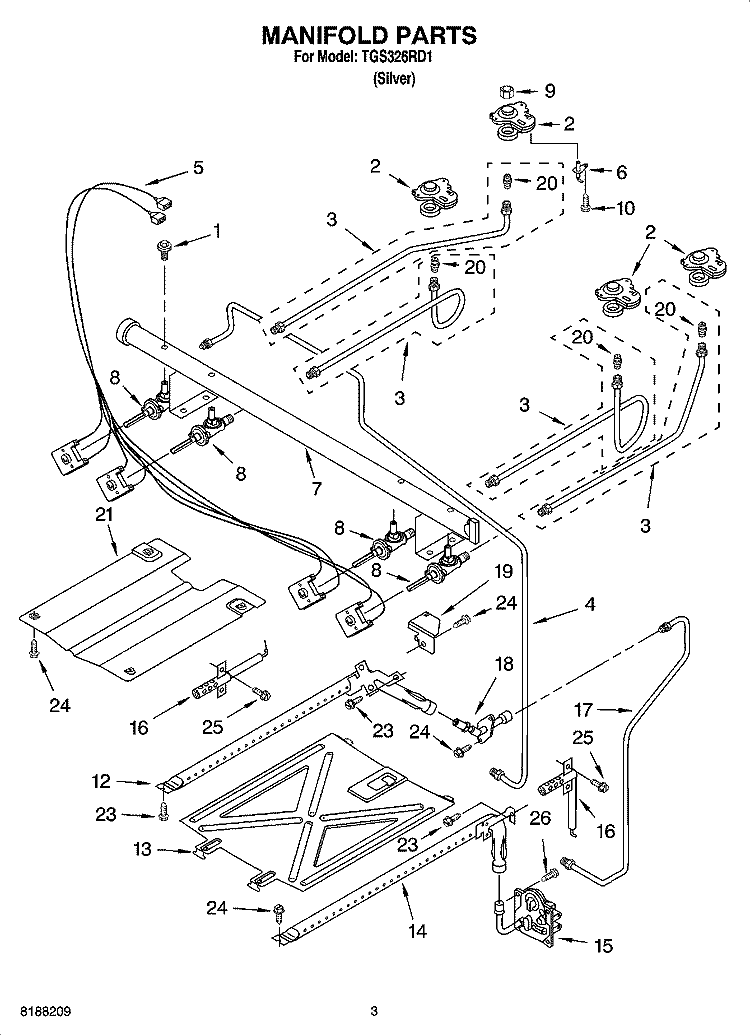 MANIFOLD PARTS Diagram and Parts List for TGS326RD1  Estate Range