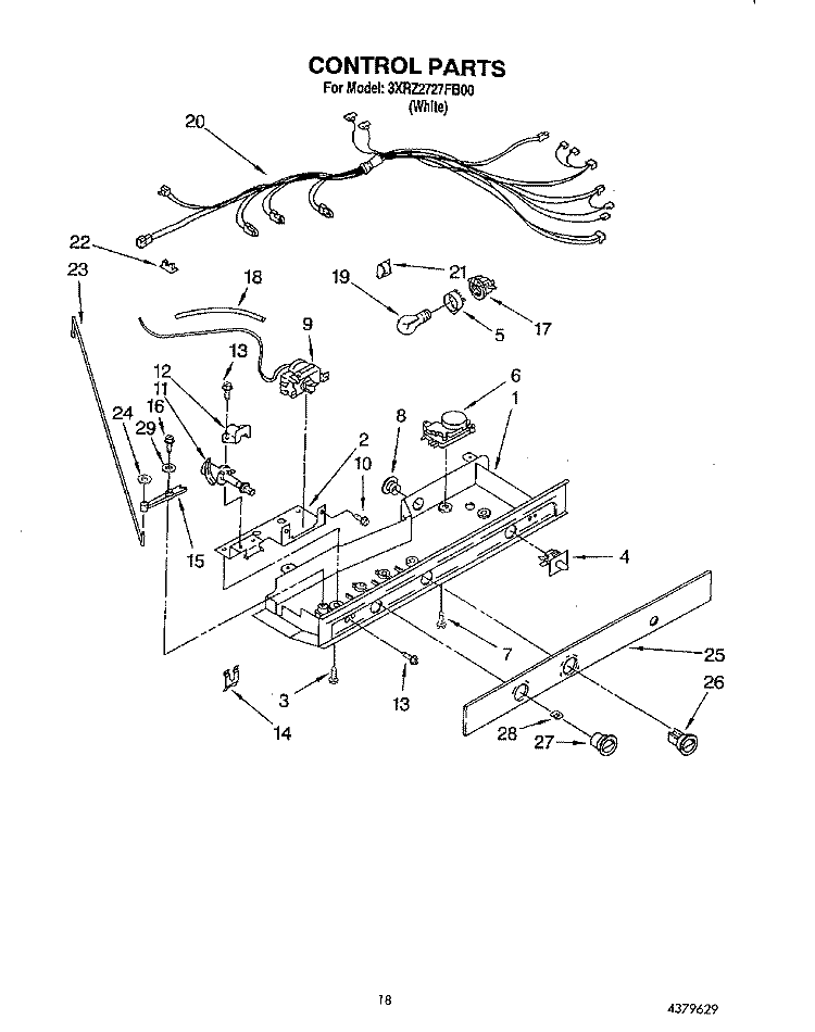 CONTROL Diagram and Parts List for 3XRZ2727FB00  Whirlpool Refrigerator