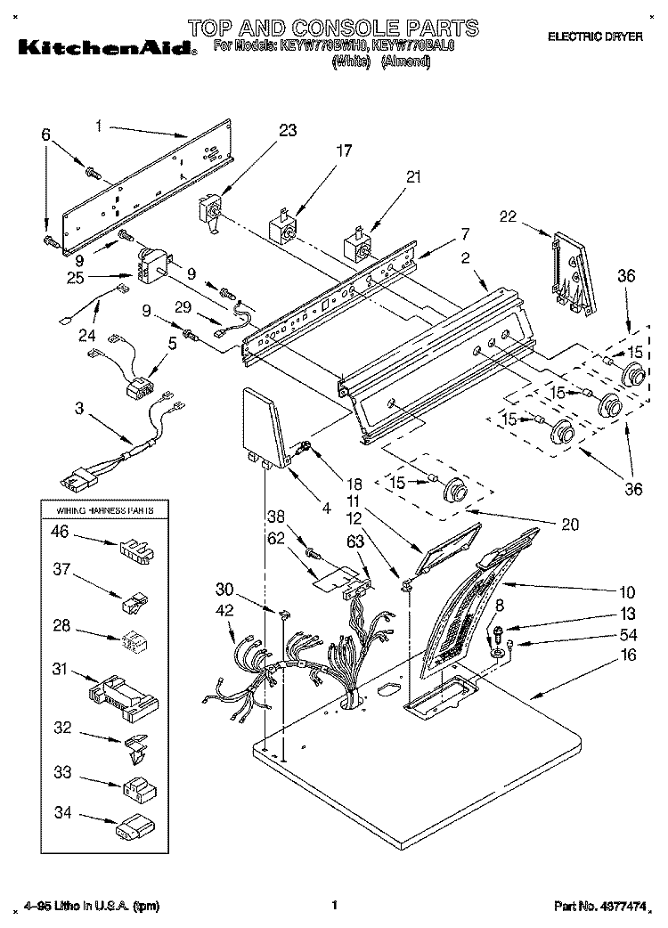SECTION Diagram and Parts List for KEYW770BWH0  KitchenAid Dryer