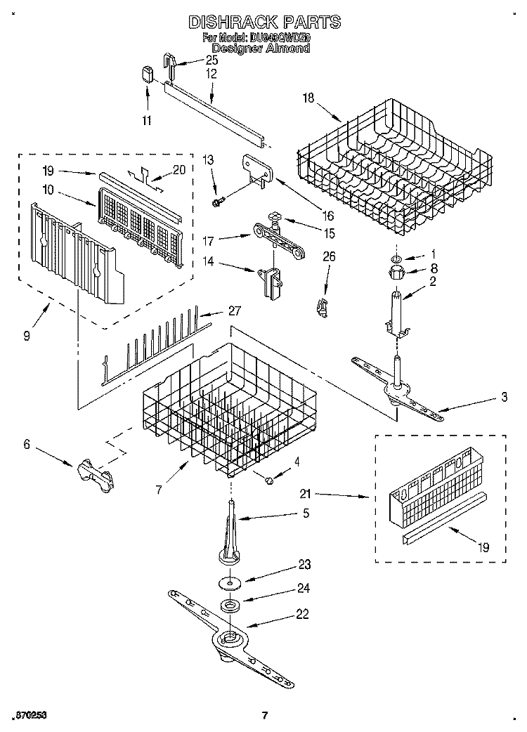 DISHRACK, LIT/OPTIONAL Diagram and Parts List for DU940QWDZ0  Whirlpool Dishwasher
