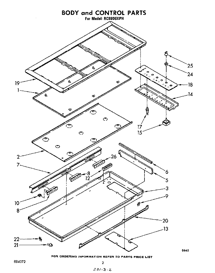 BODY AND CONTROL , LIT/OPTIONAL Diagram and Parts List for RC8800XPH  Whirlpool Cooktop