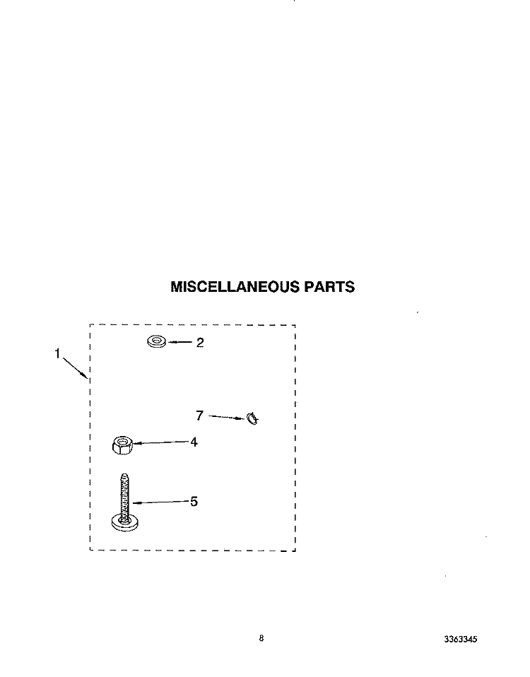 MISCELLANEOUS Diagram and Parts List for KAWE570BWH0  KitchenAid Washer