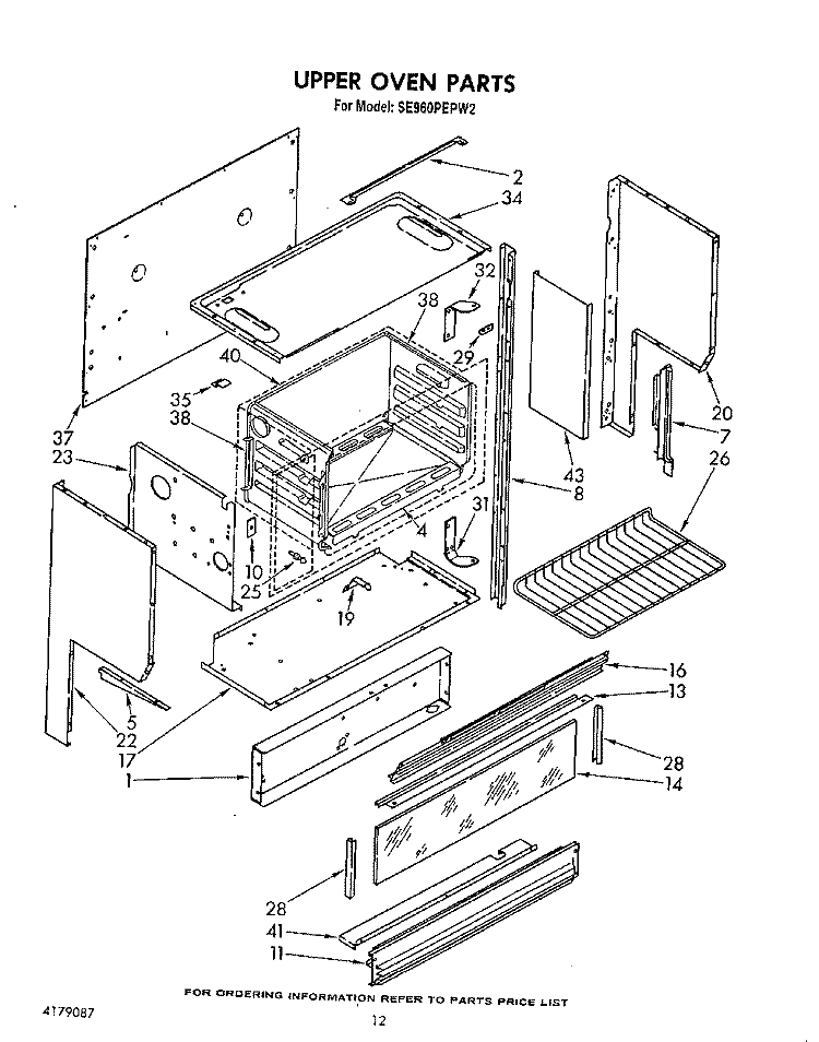 UPPER OVEN Diagram and Parts List for SE960PEPW2  Whirlpool Range