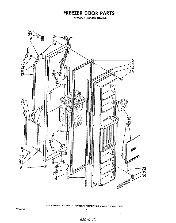 FREEZER DOOR Diagram and Parts List for ED26MMXRWR0  Whirlpool Refrigerator