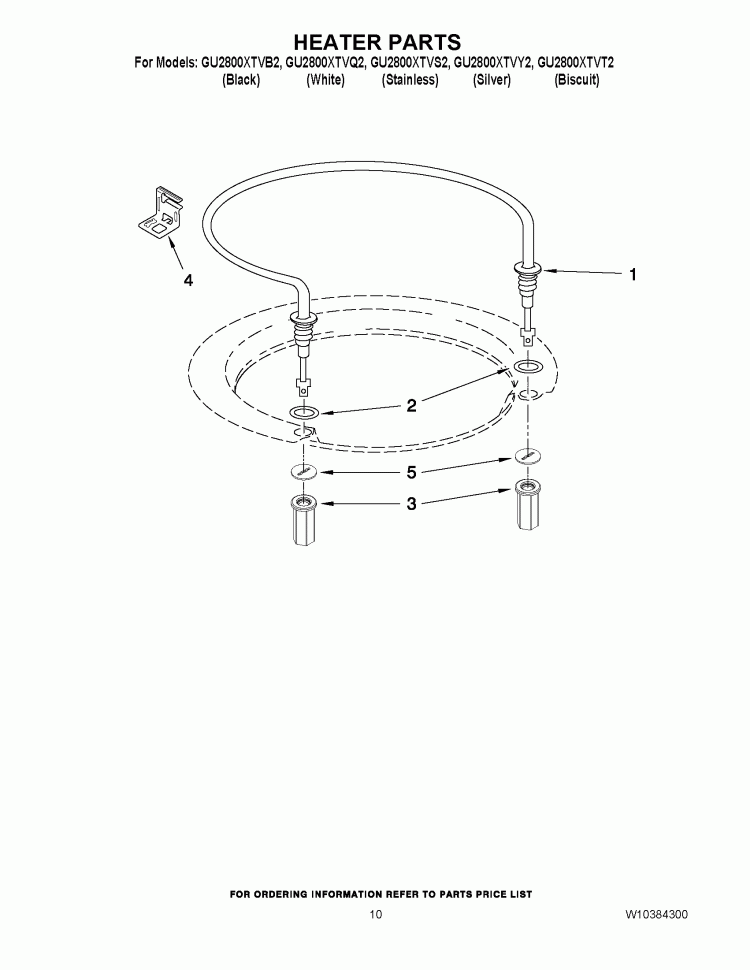 HEATER PARTS Diagram and Parts List for GU2800XTVB2  Whirlpool Dishwasher