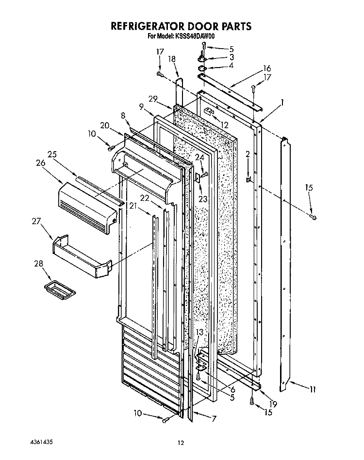 REFRIGERATOR DOOR Diagram and Parts List for KSSS48DAW00  KitchenAid Refrigerator