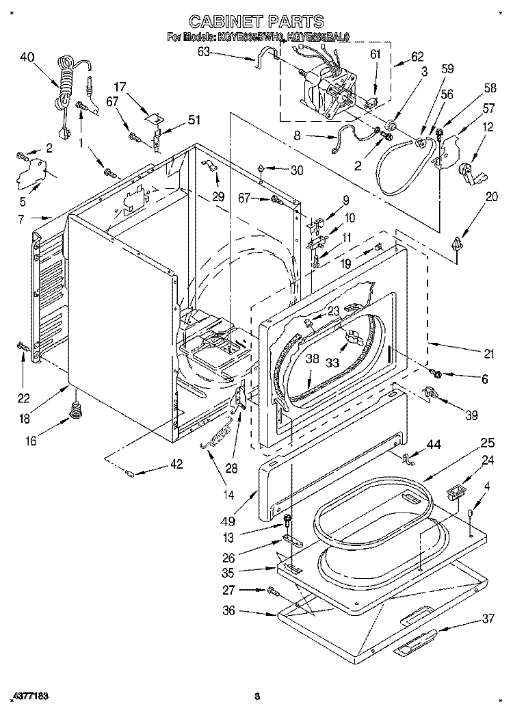 CABINET Diagram and Parts List for KGYE665BAL0  KitchenAid Dryer