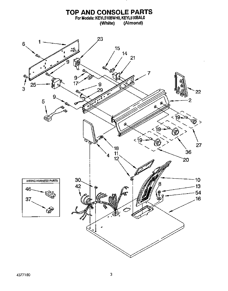 SECTION Diagram and Parts List for KEYL510BWH0  KitchenAid Dryer