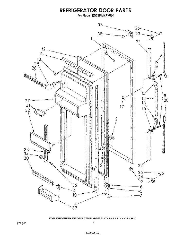REFRIGERATOR DOOR Diagram and Parts List for ED22MMXRWR1  Whirlpool Refrigerator