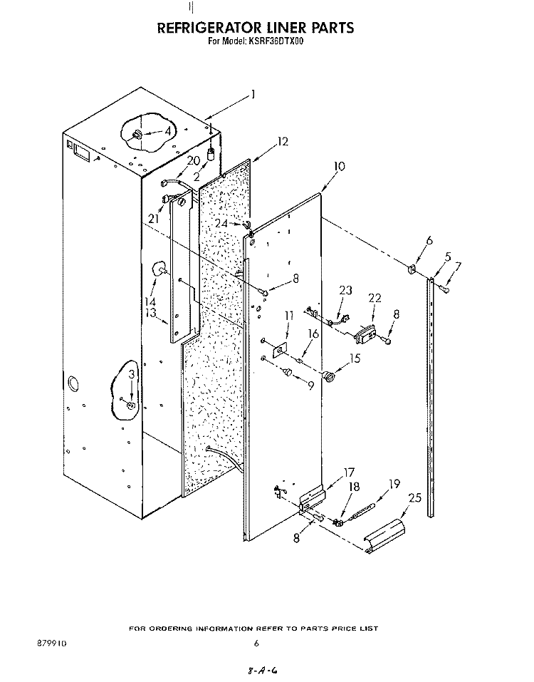 REFRIGERATOR LINER Diagram and Parts List for KSRF36DTX00  KitchenAid Refrigerator