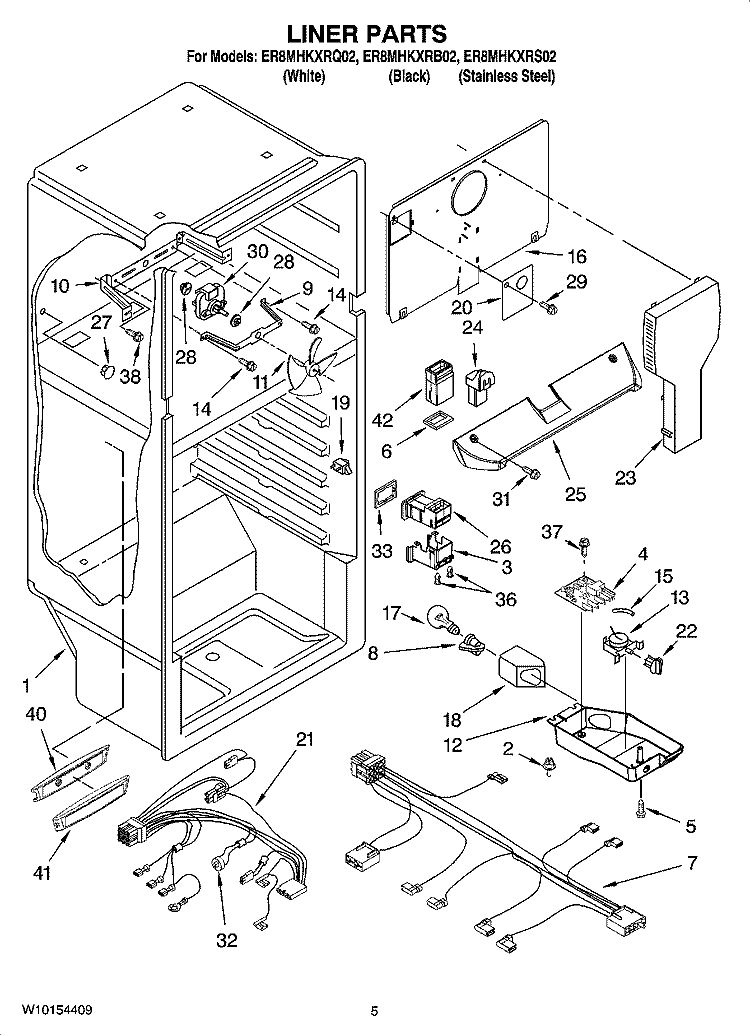LINER PARTS Diagram and Parts List for ER8MHKXRS02  Whirlpool Refrigerator