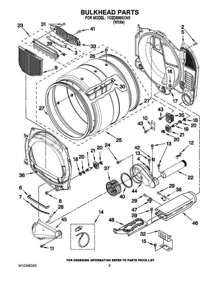 CABINET PARTS Diagram and Parts List for YWED5700VH1  Whirlpool Dryer