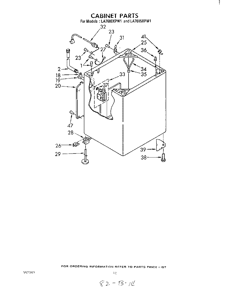 CABINET Diagram and Parts List for LA7680XPW1  Whirlpool Washer