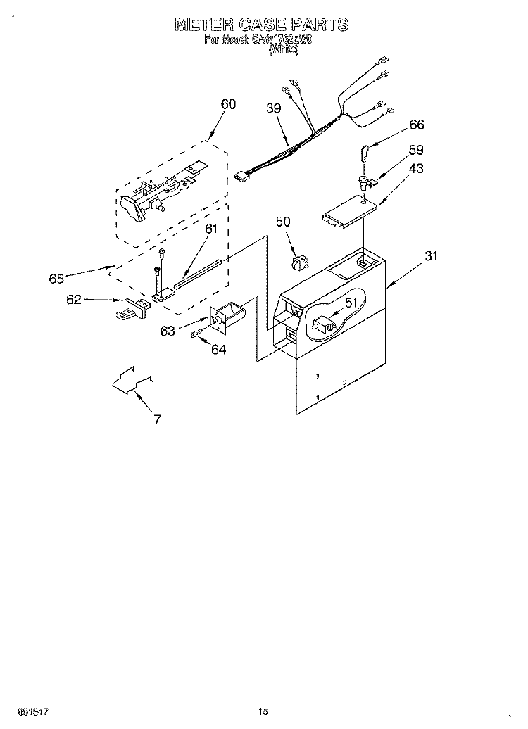 METER CASE Diagram and Parts List for CAW1762EW0  Whirlpool Washer