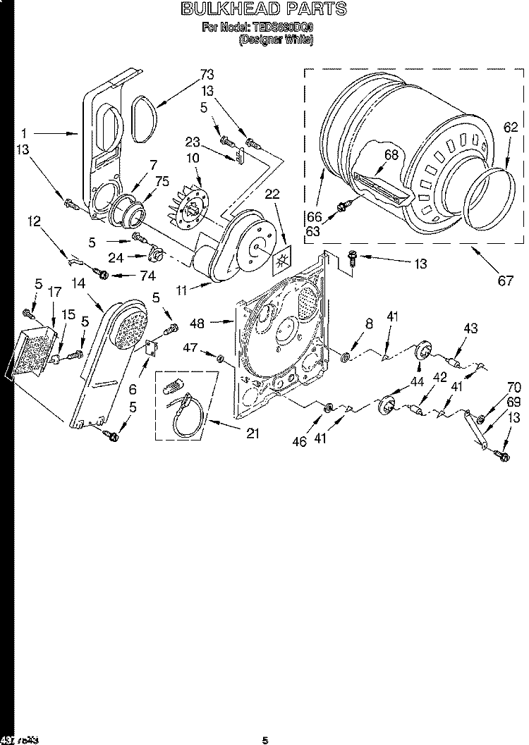 SECTION Diagram and Parts List for TEDS680DQ0  Estate Dryer