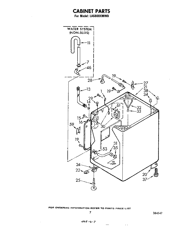 CABINET Diagram and Parts List for LA5000XMW0  Whirlpool Washer