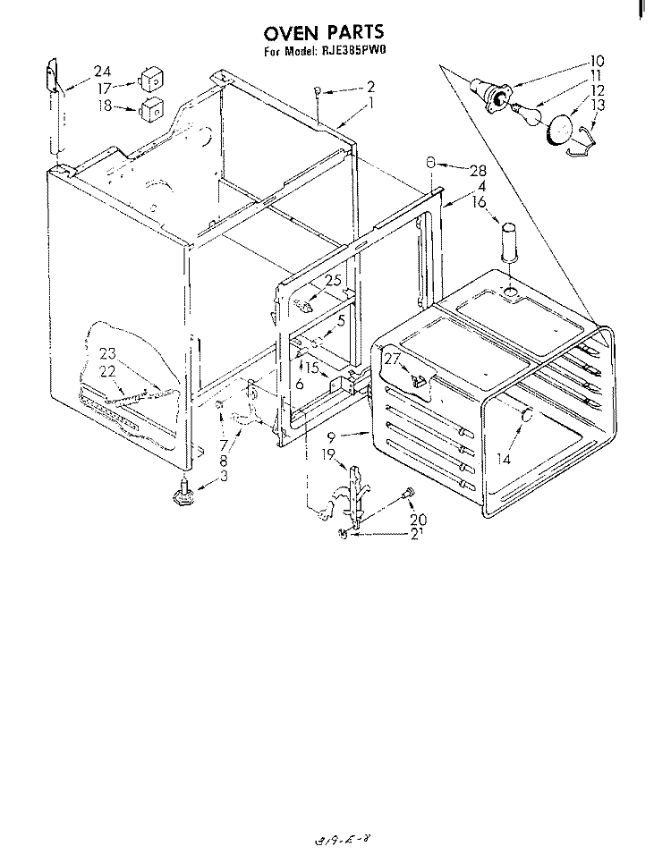 SECTION Diagram and Parts List for RJE385PW0  Whirlpool Range