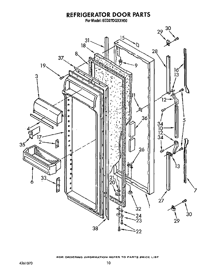 REFRIGERATOR DOOR Diagram and Parts List for 8ED27DQXXN00  Whirlpool Refrigerator