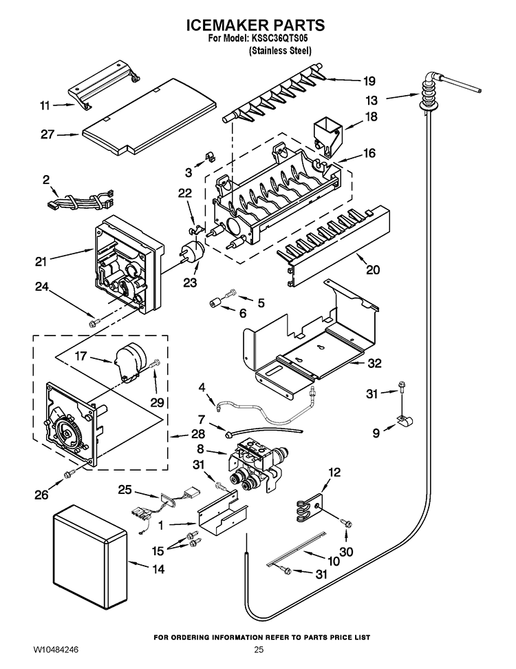 ICEMAKER PARTS Diagram and Parts List for KSSC36QTS05  KitchenAid Refrigerator