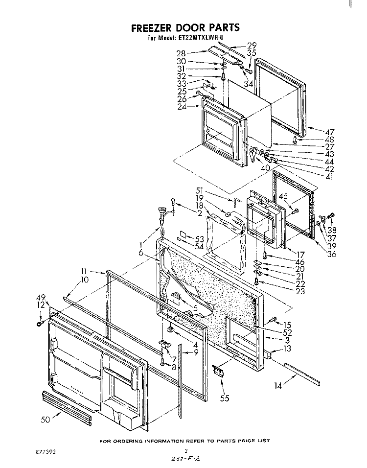 FREEZER DOOR Diagram and Parts List for ET22MTXLWR0  Whirlpool Refrigerator