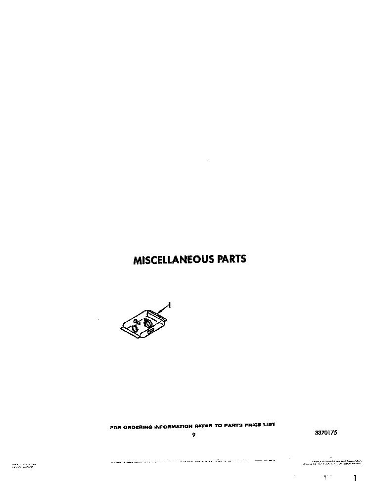 MISCELLANEOUS, OPTIONAL Diagram and Parts List for DU9200XX1  Whirlpool Dishwasher