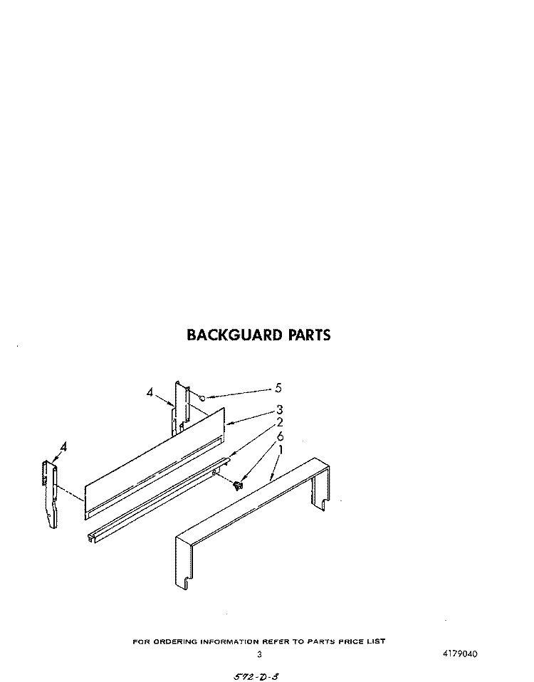 BACKGUARD Diagram and Parts List for SF305EERW0  Whirlpool Range