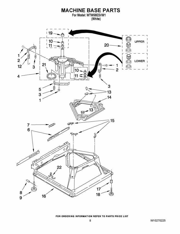 MACHINE BASE PARTS Diagram and Parts List for WTW58ESVW1  Whirlpool Washer