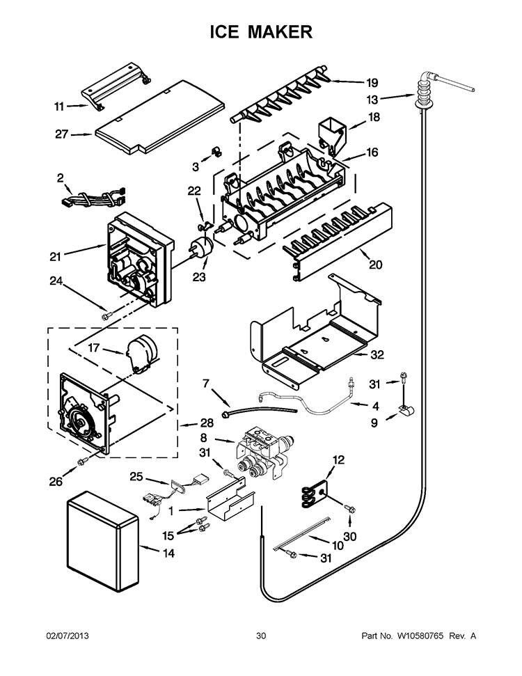 ICE MAKER Diagram and Parts List for KSSC48QVS05  KitchenAid Refrigerator