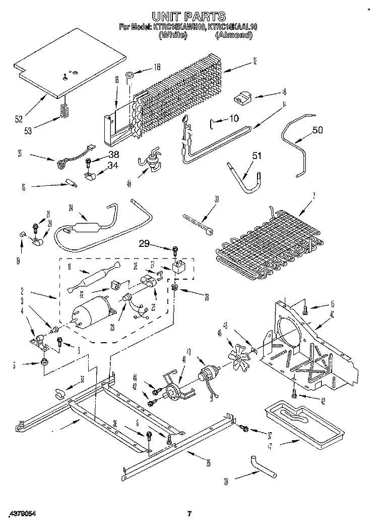 UNIT Diagram and Parts List for KTRC18KAWH10  KitchenAid Refrigerator