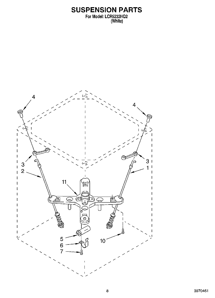 SUSPENSION PARTS Diagram and Parts List for LCR5232HQ2  Whirlpool Washer