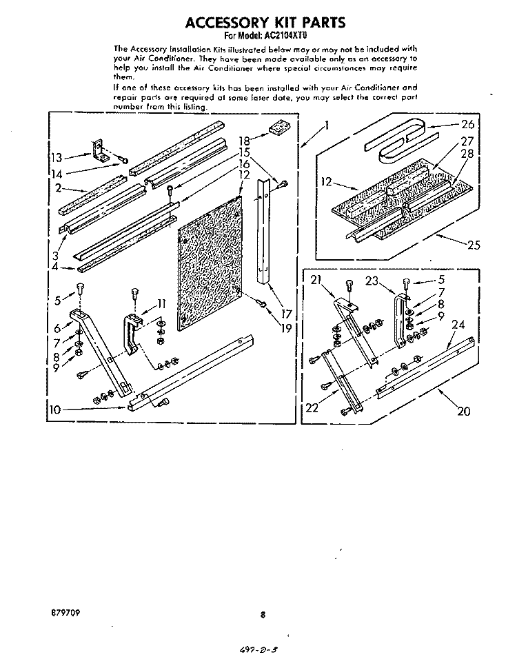 ACCESSORY KIT Diagram and Parts List for AC2104XT0  Whirlpool Air Conditioner
