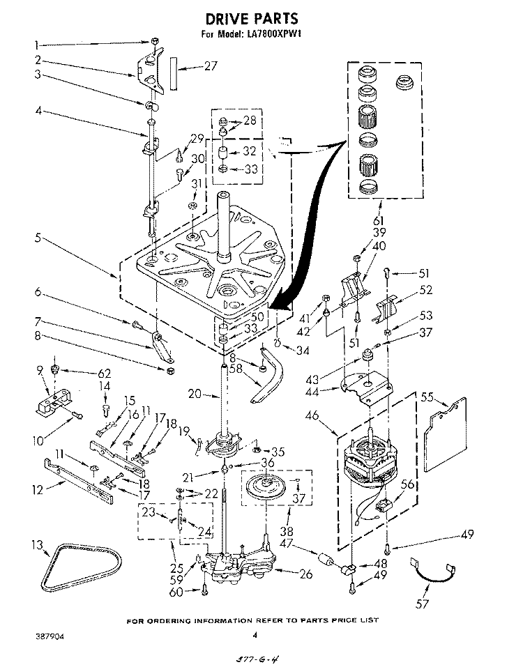 DRIVE Diagram and Parts List for LA7800XPW1  Whirlpool Washer