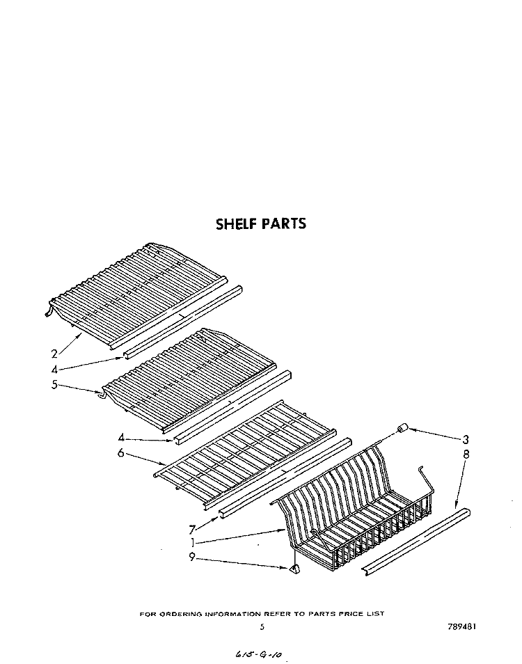 SHELF Diagram and Parts List for EV130NXRW0  Whirlpool Freezer