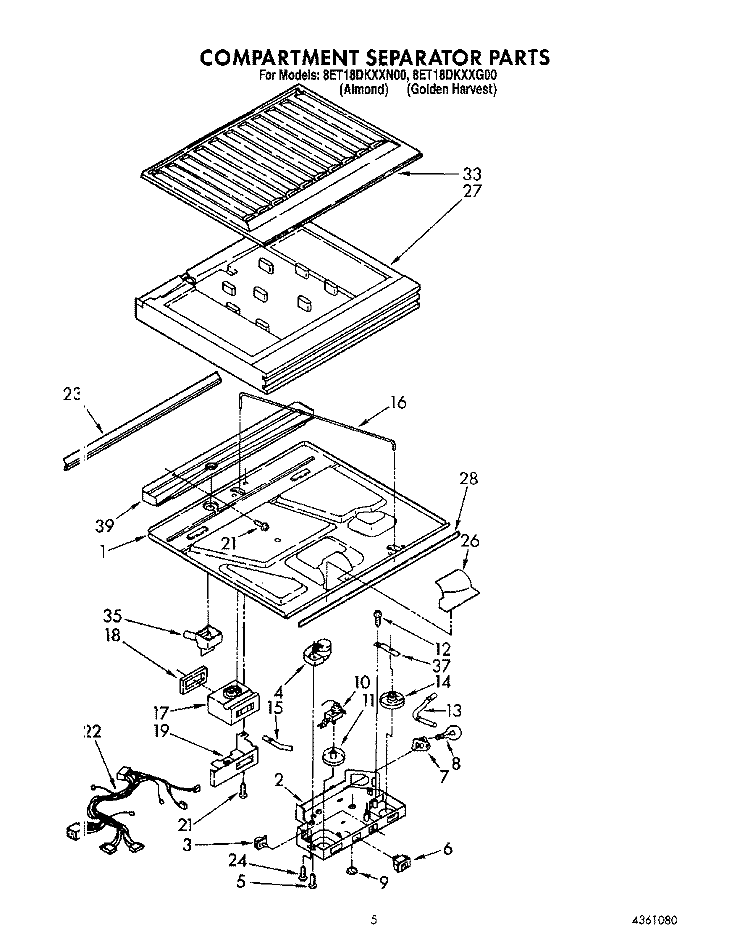 COMPARTMENT SEPARATOR Diagram and Parts List for 8ET18DKXXG00  Whirlpool Refrigerator