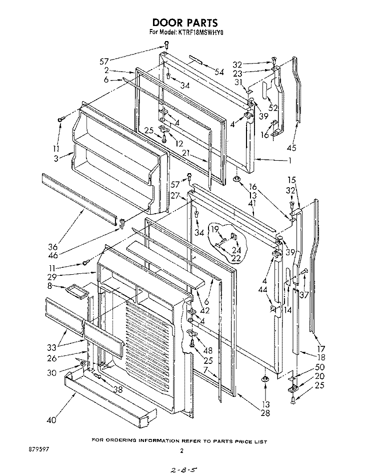 DOOR Diagram and Parts List for KTRF18MSPLY0  Whirlpool Refrigerator