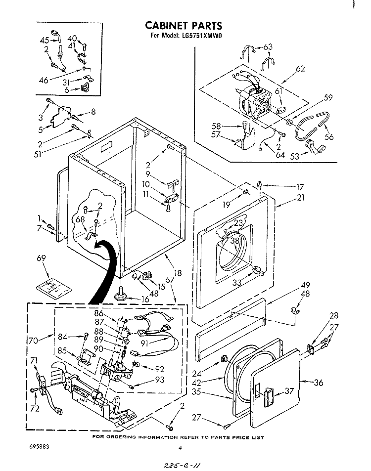 SECTION Diagram and Parts List for LG5751XMW0  Whirlpool Dryer